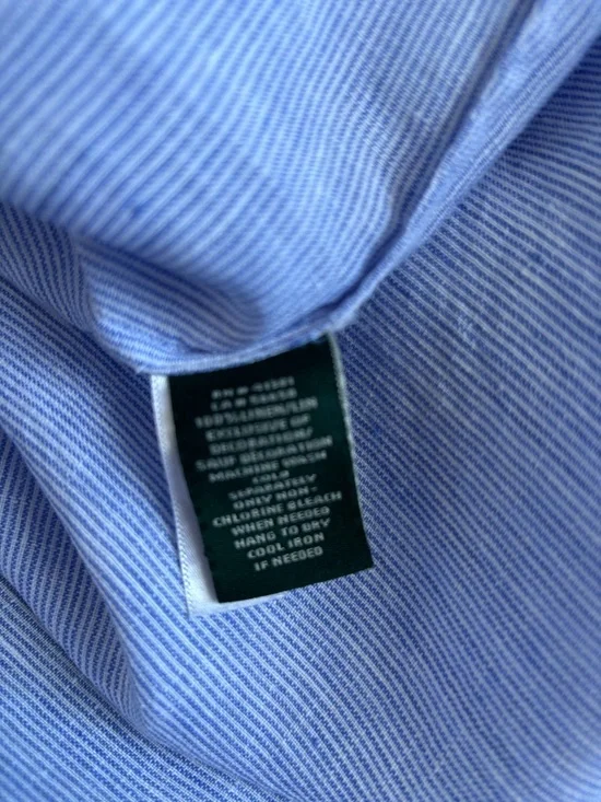 Ralph Lauren Light Blue Striped 100% Linen Shirt Blouse - Picture 5 of 5